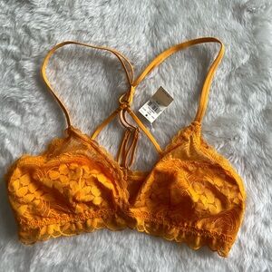 Bright orange strappy lace unlined bralette Aerie NWT medium